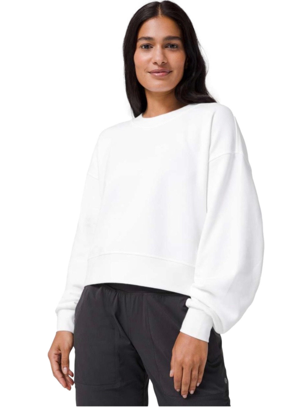 Lululemon Perfectly Relaxed  Crop Crewneck Sweatshirt - White MEDIUM